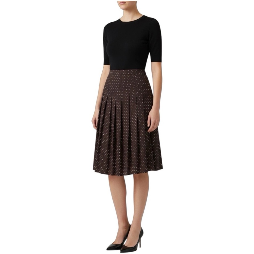 Theory Silk-Blend Polka Dot Pleated Midi Skirt Brown Women’s 2 / XS